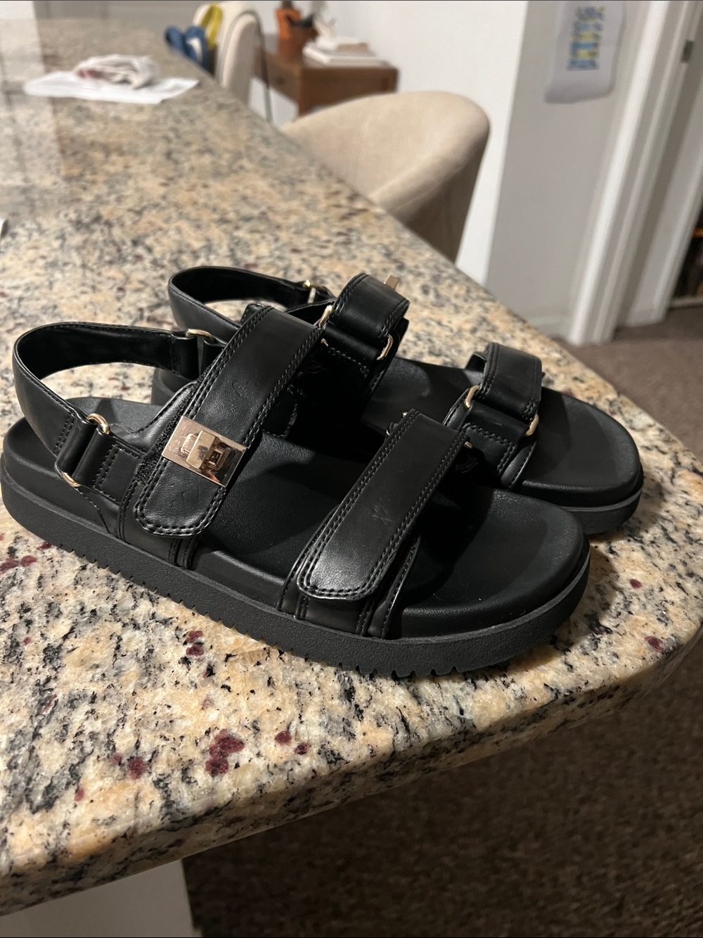 A New Day women’s Sport Sandals with Gold Buckle Accents